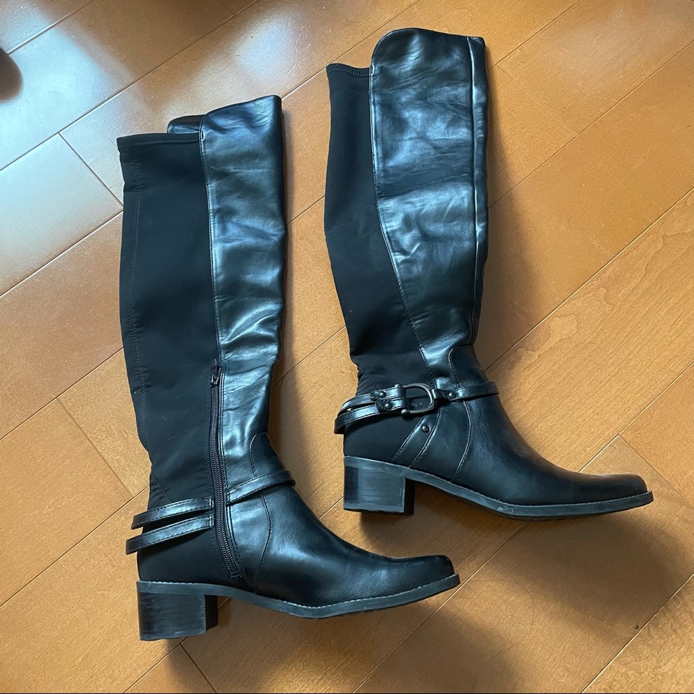 Marc Fisher Black Riding Boots Mixed Media